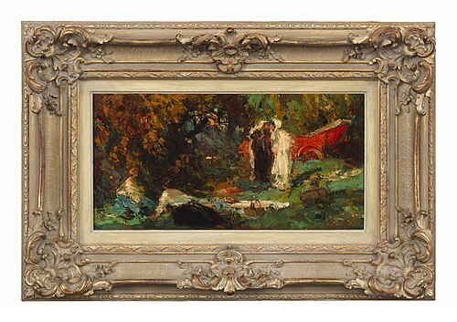 Picnic bij rode auto, 1902, Rob Graafland