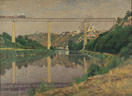 Mesto z železniškim mostom, 1904, Anton Nowak