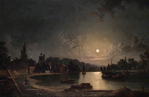 Twickenham, Middlesex, by Moonlight, 1835, Henry Pether