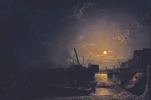 Greenwich Reach, Moonlight, 1854, Henry Pether