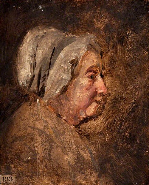 Head of an Old Woman with a Cap, in Profile to the Right, , John Graham Gilbert