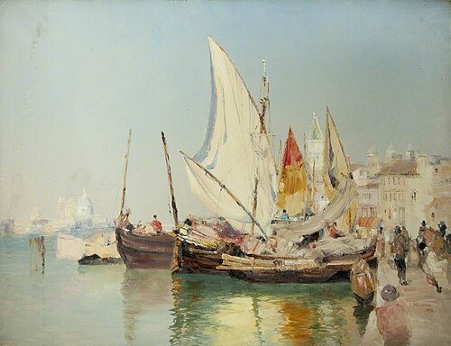 Barges, The Grand Canal, Venice, 1893, John Nicholson