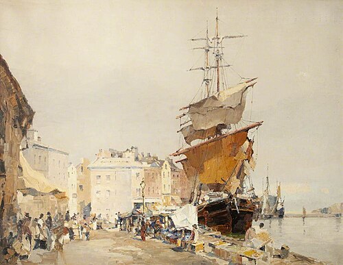 The Old Fish Market and Douglas Harbour, 1899, John Nicholson
