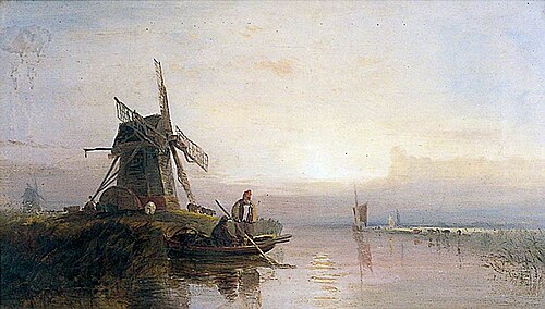 Sunrise on the Yare, Norfolk, 1853, Thomas Lound