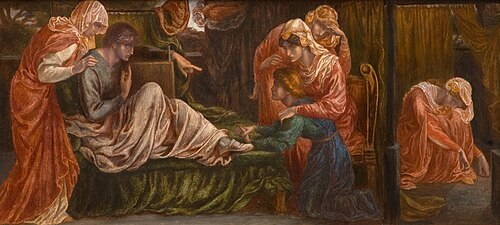 Dante's Dream on the Day of the Death of Beatrice (predella, right panel), 1880, Dante Gabriel Rossetti
