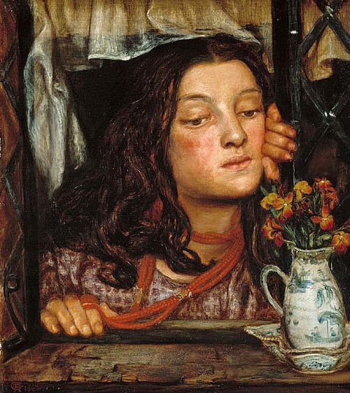 Girl at a lattice, 1862, Dante Gabriel Rossetti