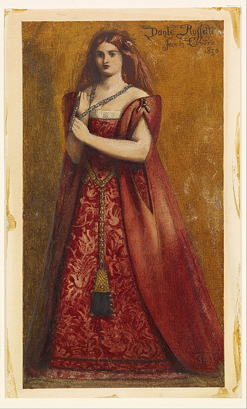 Rosso Vestita [Dressed in Red], 1850, Dante Gabriel Rossetti
