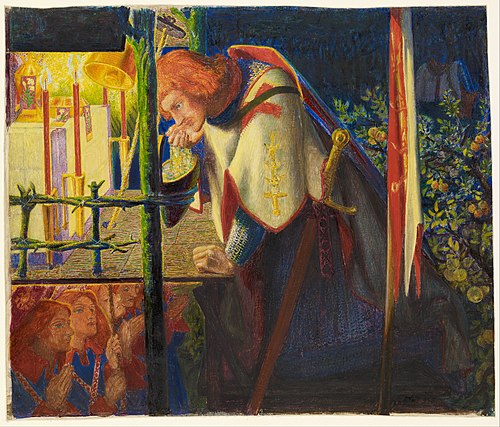 Sir Galahad at the ruined Chapel, 1858, Dante Gabriel Rossetti