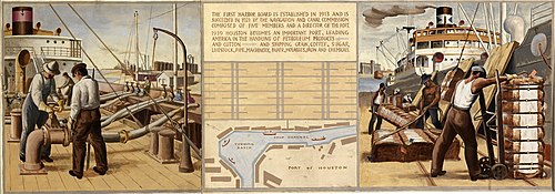 The Houston Ship Channel (mural study, Houston, Texas Parcel Post Building), 1938, Jerry Bywaters