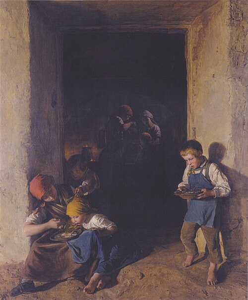 Children received their breakfast, 1859, Ferdinand Georg Waldmüller