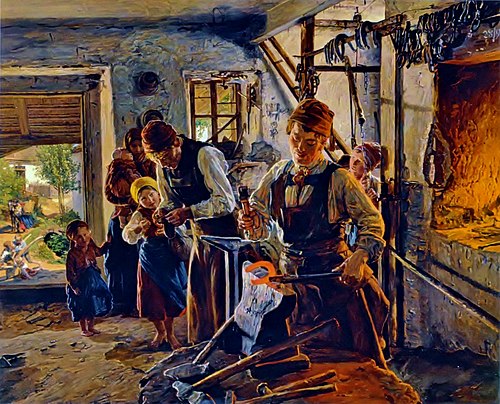 At the Farrier, 1854, Ferdinand Georg Waldmüller