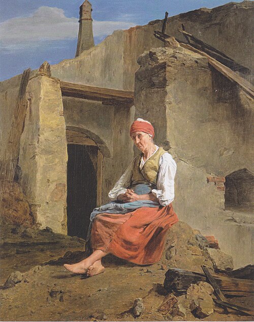 At the ruins of the fire, 1847, Ferdinand Georg Waldmüller