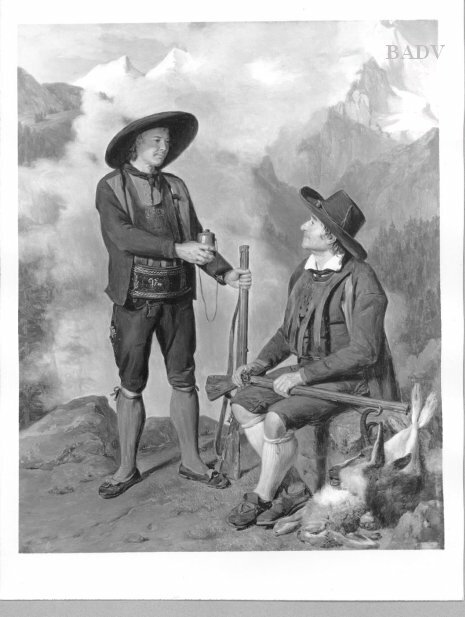 two hunters in the mountains, 1829, Ferdinand Georg Waldmüller