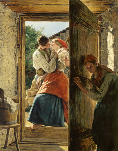 Amoureux surpris, 1858, Ferdinand Georg Waldmüller
