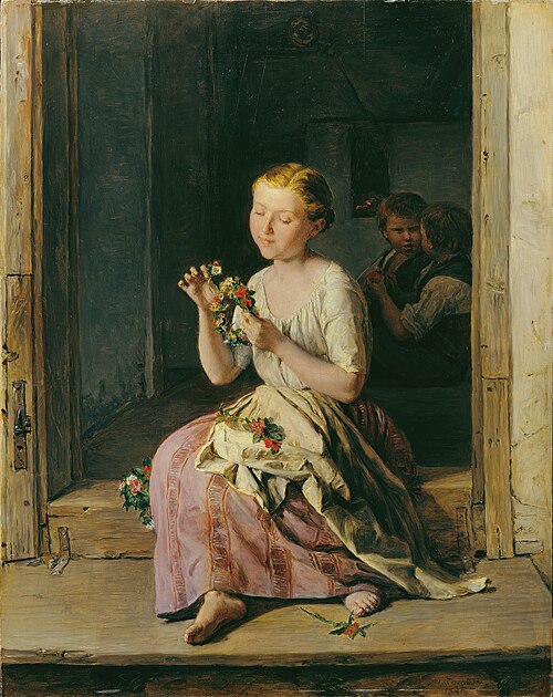 The wreath maker, 1861, Ferdinand Georg Waldmüller