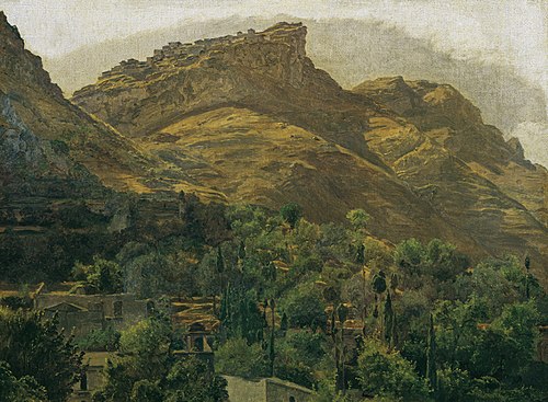 Look to the mountain town of Mola at Taormina, 1844, Ferdinand Georg Waldmüller