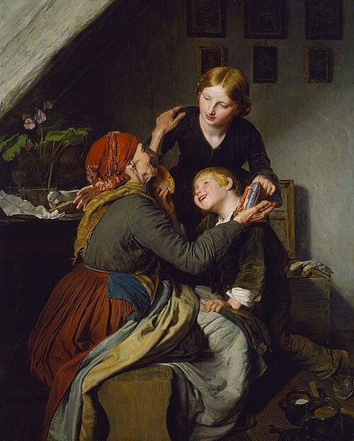 The Grandmother's Birthday, 1856, Ferdinand Georg Waldmüller