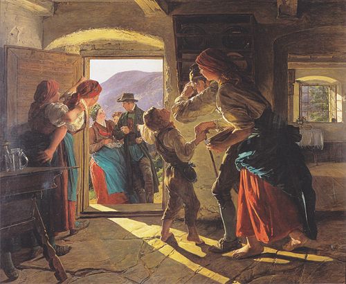 Entrance og the newlyweds, 1859, Ferdinand Georg Waldmüller