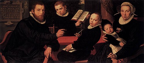 Portrait of Laurens Jacobsz. (....-1603) and his family, 1598, Pieter Pietersz l'Ancien