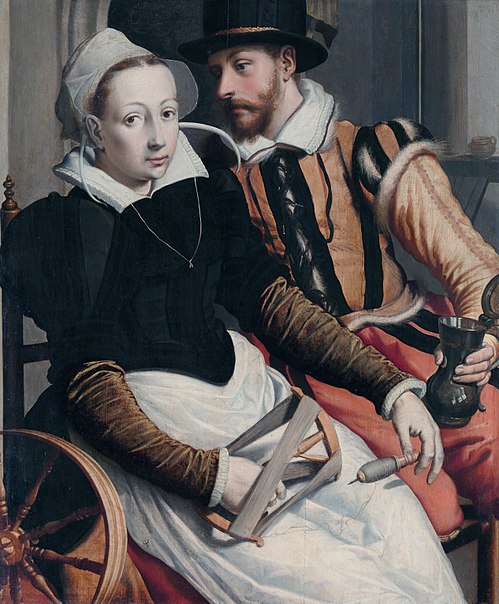 Man and Woman at a Spinning Wheel, 1570, Pieter Pietersz l'Ancien