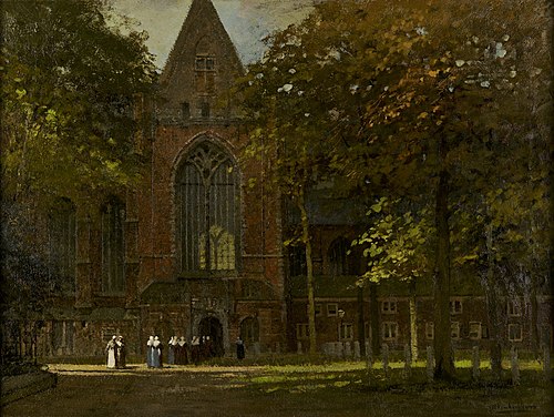 Gezicht op het Grote Kerkplein in Dordrecht, 1900, Karel Klinkenberg