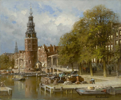 The Montelbaanstoren near the Kalkmarktsluis, Amsterdam, , Johannes Christiaan Karel Klin