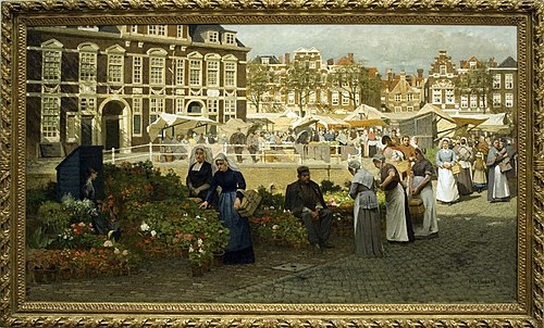 marché aux fleurs à La Haye, 1880, Karel Klinkenberg