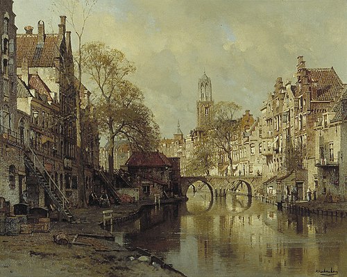 Oudegracht in Utrecht, 1887, Johannes Christiaan Karel Klin