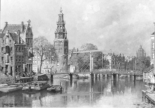 Gezicht op de Montelbaanstoren te Amsterdam, , Johannes Christiaan Karel Klin