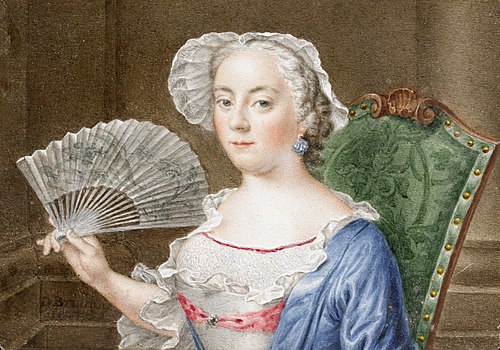Portret van een dame met waaier, 1758, Daniel Bruyninx