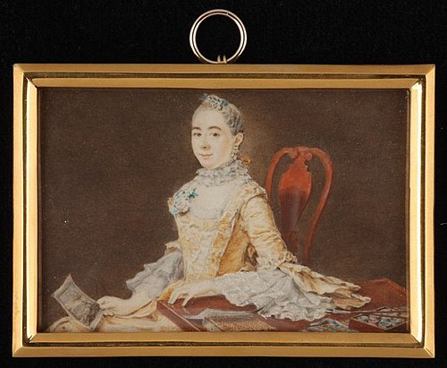 Portretminiatuur van een vrouw, 1755, Daniel Bruyninx