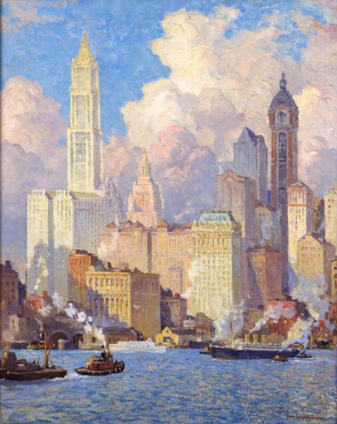 Hudson River Waterfront, New York City, , Colin Campbell Cooper