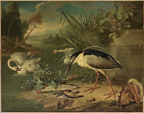 Oiseau pêcheur, Cygnes et Poissons, 1748, Geerard Rysbrack