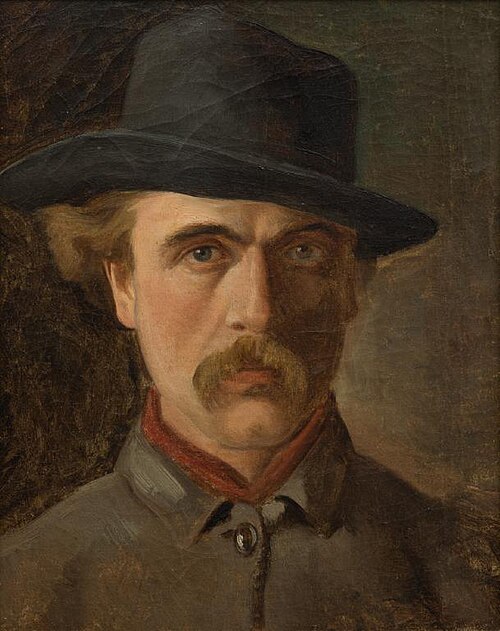 Self portrait wearing a hat, 1889, Louis John Steele