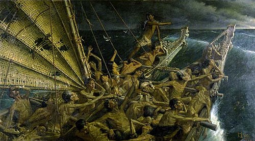 The Arrival of the Maoris in New Zealand, 1898, Louis John Steele