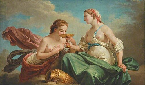 Two Nymphs, Allegory of the Five Senses, 1763, Louis Jean François Lagrenée