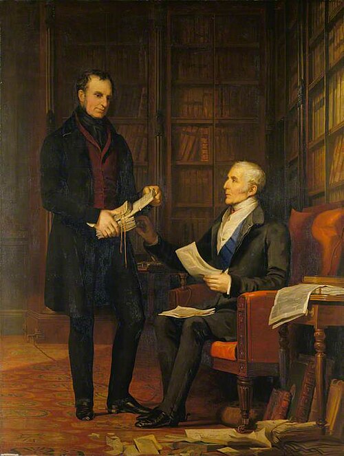 The Duke of Wellington with Colonel Gurwood at Apsley House, 1840, Andrew Morton
