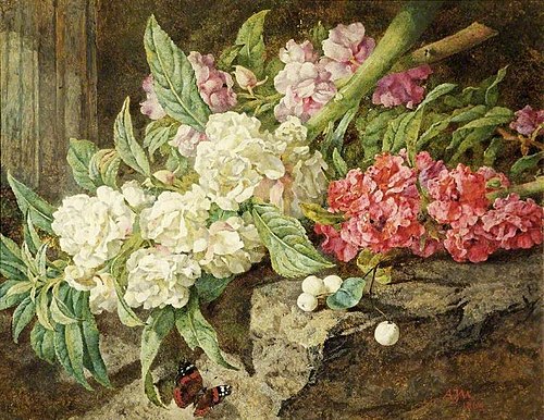 Flower Study with a Butterfly, 1869, Annie Feray Mutrie