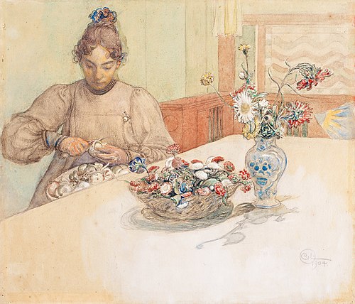 Karin pelant des pommes, 1904, Carl Larsson
