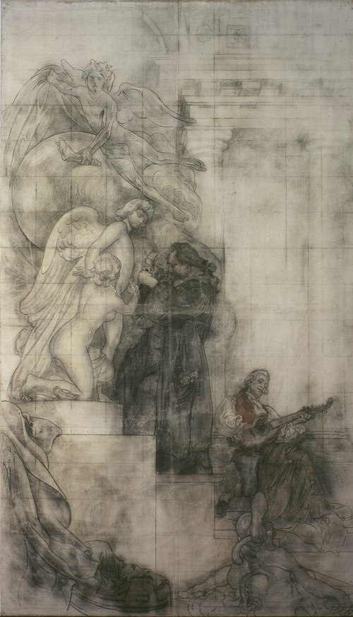 The Art of Sculpture: Carl Michael Bellman in Sergel's studio. Cartoon for the Fresco in the Lower H, 1895, Carl Larsson