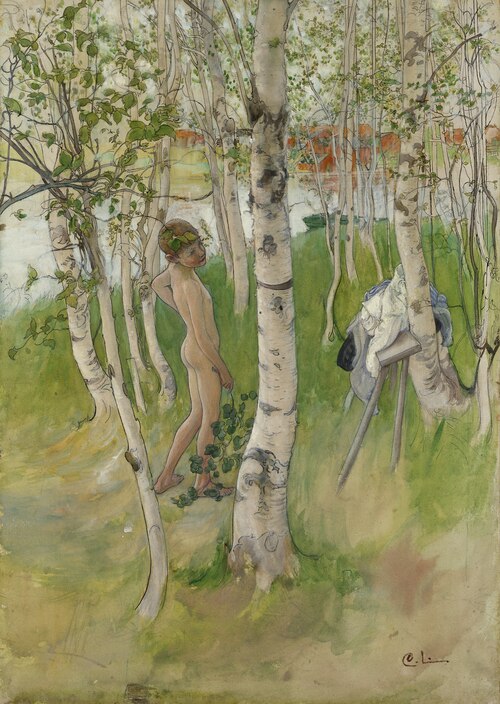 Ulf. Nude Boy among Birches, , Carl Larsson