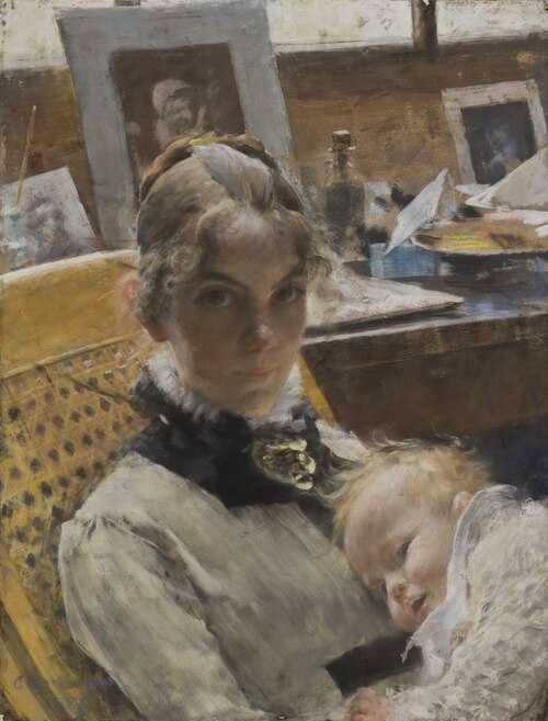 Idylle d'atelier, 1885, Carl Larsson