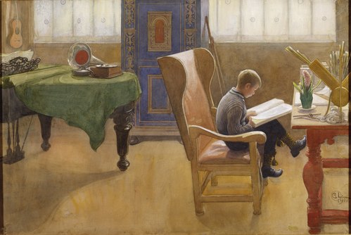 Esbjörn at the Study Corner, 1912, Carl Larsson