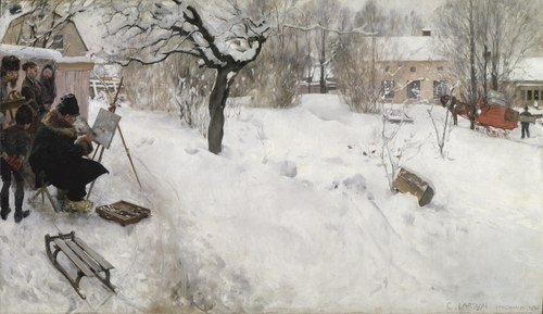 Open-Air Painter. Winter-Motif from Åsögatan 145, Stockholm, 1886, Carl Larsson