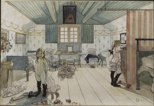 Mamma's and the Small Girls' Room. From A Home (26 watercolours), 1897, Carl Larsson