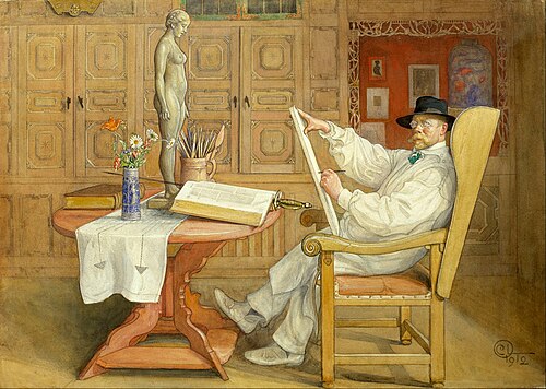 Autoportrait dans l'atelier, 1912, Carl Larsson
