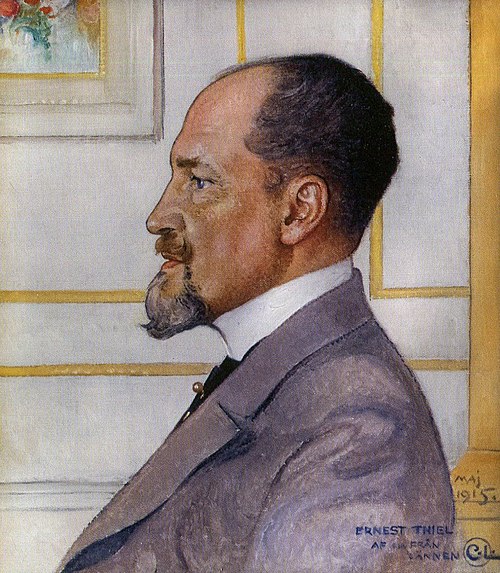 Porträtt av Ernest Thiel, 1915, Carl Larsson