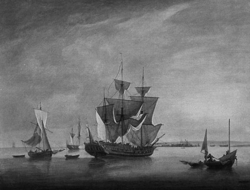 Man of War on a Calm Sea, 1786, Thomas Mitchell