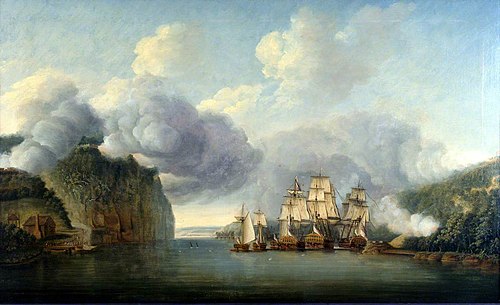 Forcing a passage of the Hudson River, 9 October 1776, 1750, Thomas Mitchell