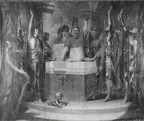 Cardinal Langton and the Barons at St Edmundsbury, 1787, William Martin